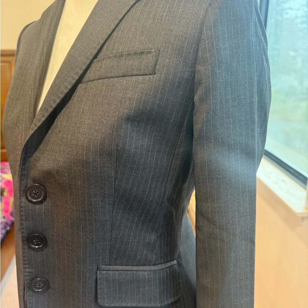 J.Crew Womens Pinstripe Blazer - Charcoal Size 4P - Picture 8 of 13